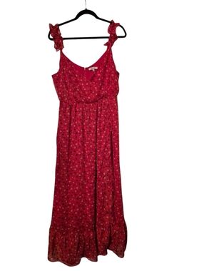 Madewell Ruffle-Strap Wrap Dress in Metallic-Striped Prairie Posies 12 Excellent